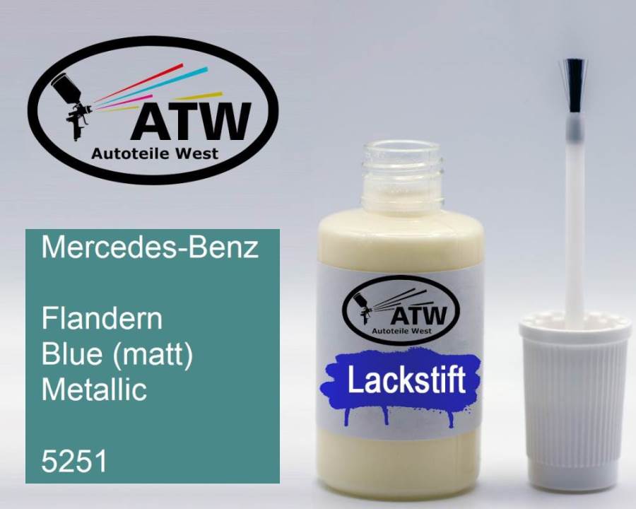 Mercedes-Benz, Flandern Blue (matt) Metallic, 5251: 20ml Lackstift, von ATW Autoteile West.